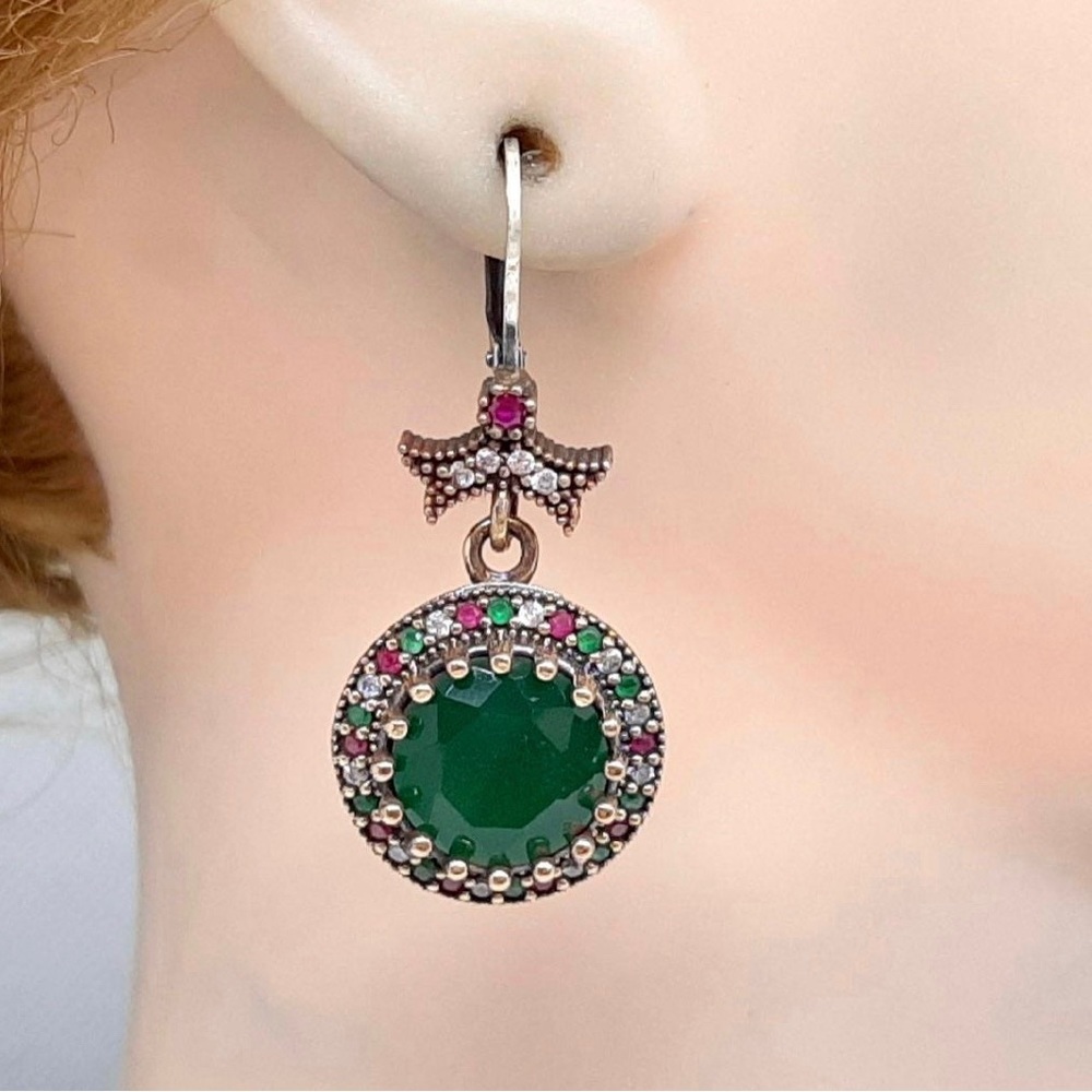 New Genuine 9.80ctw Diamond, Ruby & Emeralds Earrings!